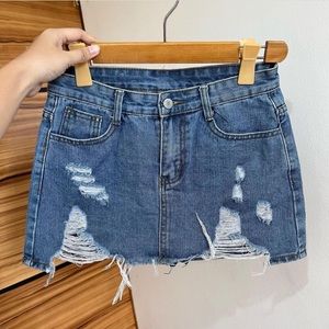 Prettiest Vintage Medium Washed Denim Mini Skort